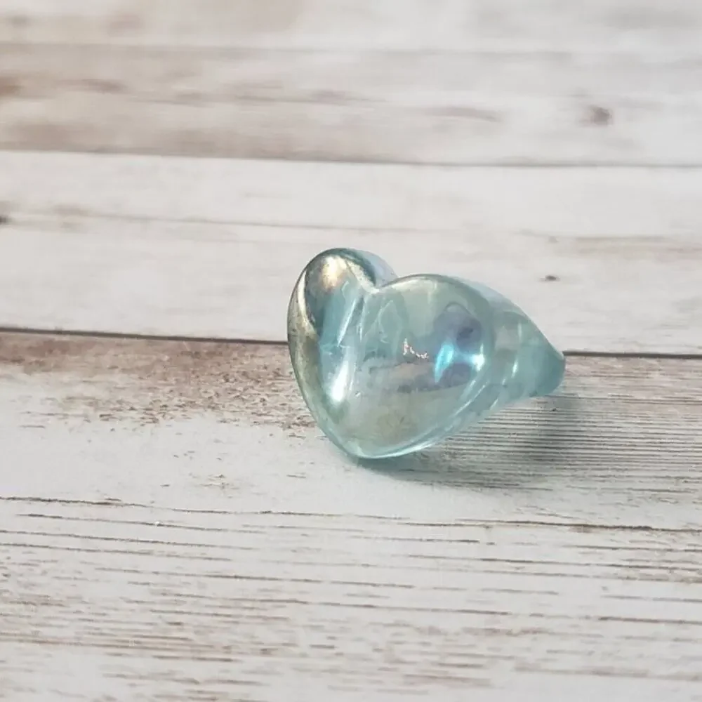 Lightly Iridescent Light Blue Heart Ring - Girls Ring